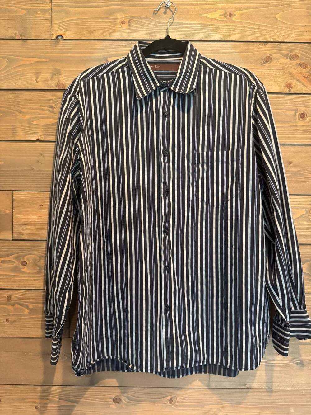 Perry Ellis Men's Vertical Stripe Long Sleeve Button Down Shirt Size L